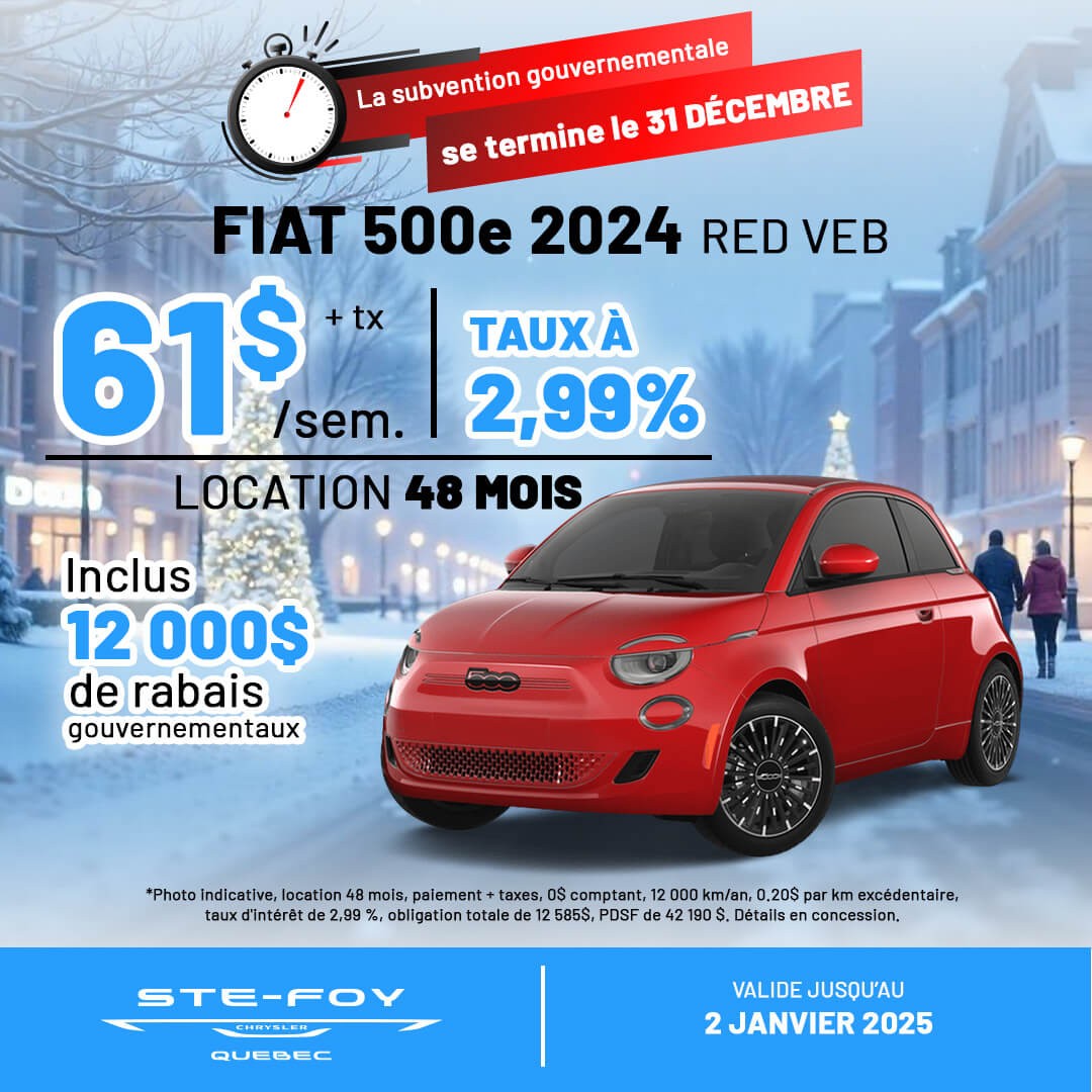 Fiat 500e 2024 100% électrique